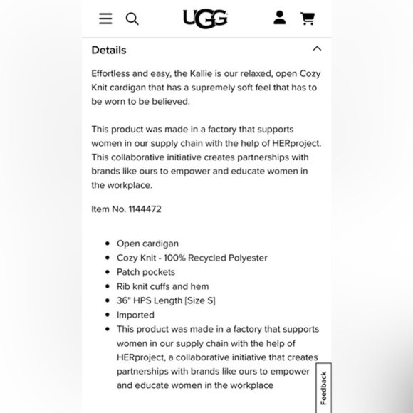 NWT UGG Kallie Cardigan sz S - Picture 5 of 5